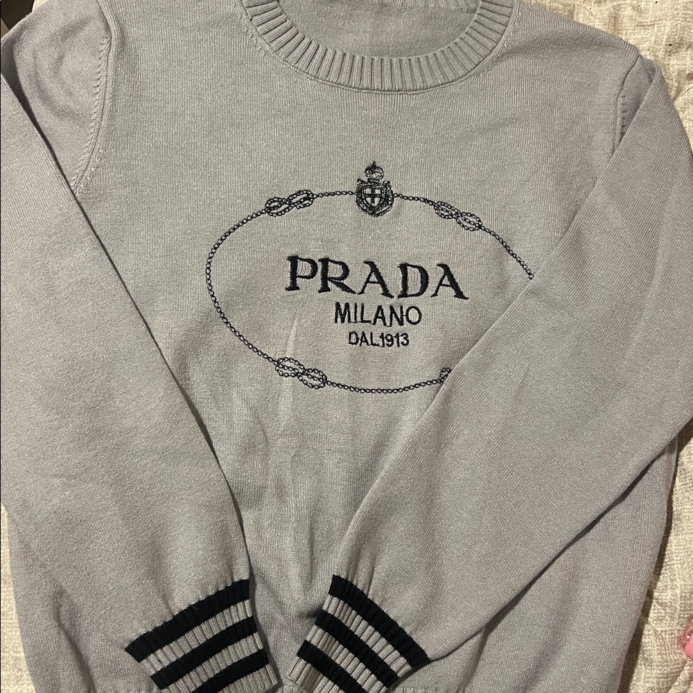 Prada Milano Dal 1913- Light Gray Crewneck Sweater-XL - Picture 5 of 5
